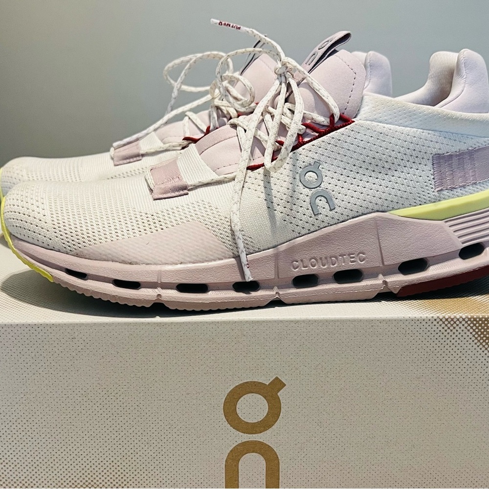 On Running Cloudtec Shoes in White and Light Pink